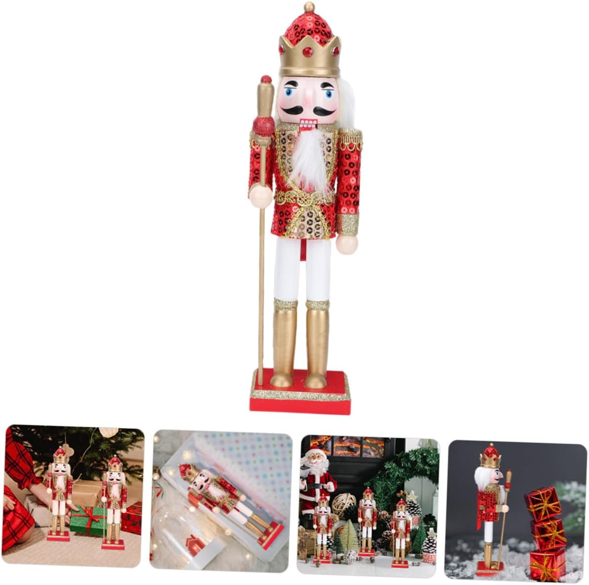 Nutcracker Christmas Figurine Wooden Nutcracker Soldier Decoration Red Painted Xmas Desktop Ornament Holiday Home Decor