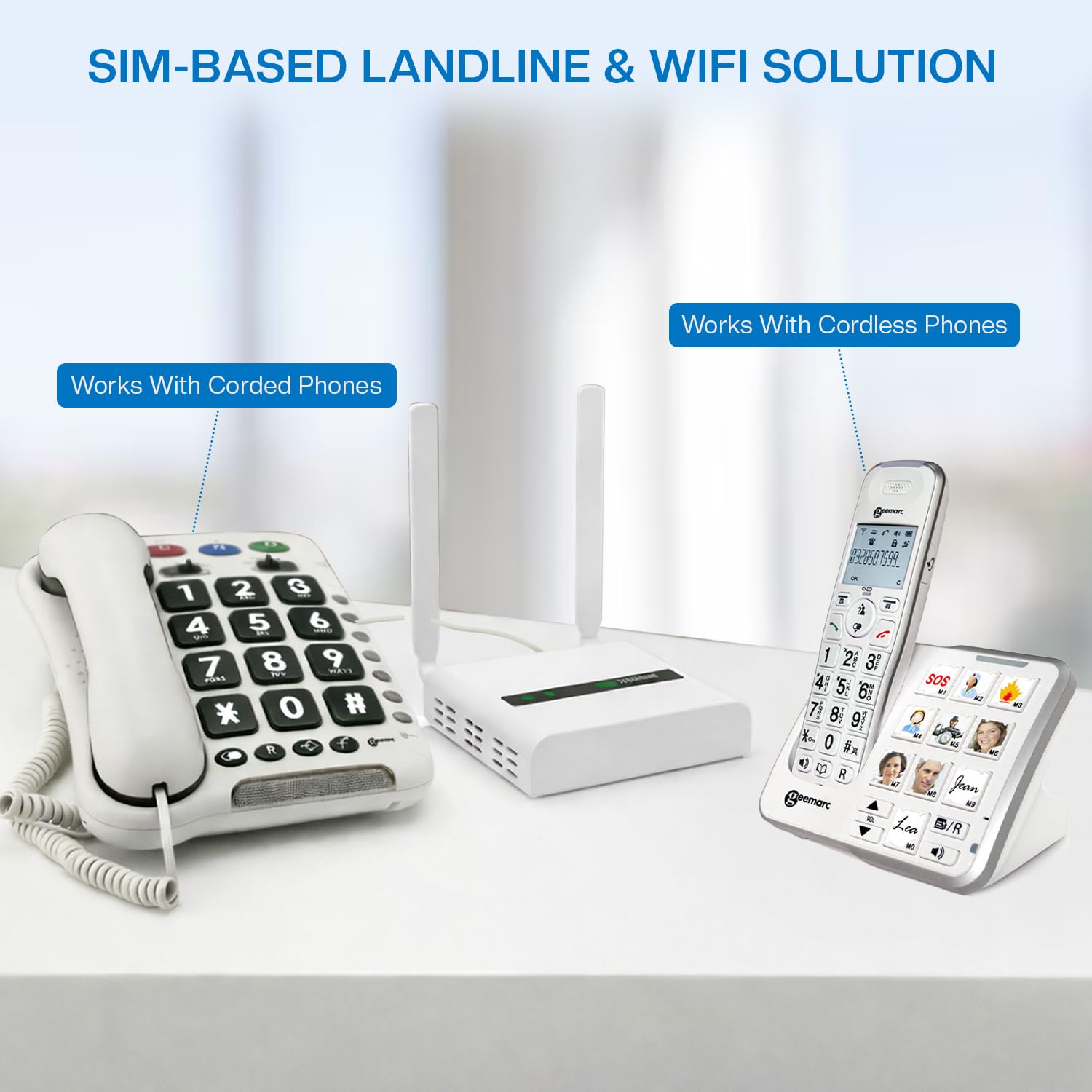 Geemarc CL2000 Connecteur Téléphone Fixe Réseau Mobile 4G Point d'Accès WiFi