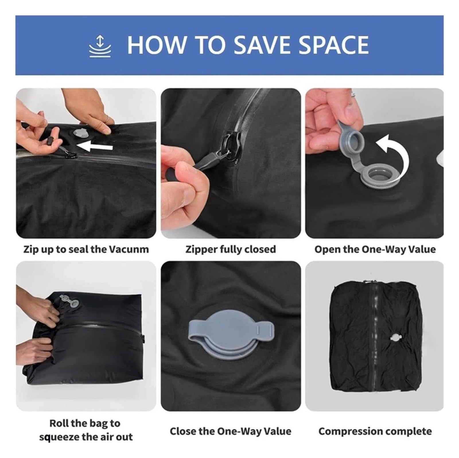 Per Moto Borsa Da Viaggio A Compressione Sottovuoto Per Vestiti Zaini E Imbarco Sigillata Per Viaggi Affari Moto Borsa Laterale(2 Pcs Black)