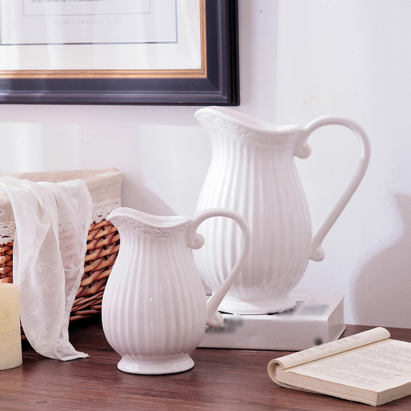 1990年代 L3710-216 フランスヴィンテージ ピッチャー 花器 フラワー