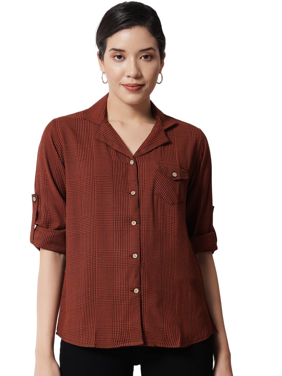 angoori fashion Women's Formal Black Checkered Shirt, Stylish and Comfortable Office Wear,Plus Size Shirt, Available in Sizes S to 7XL-picture-46