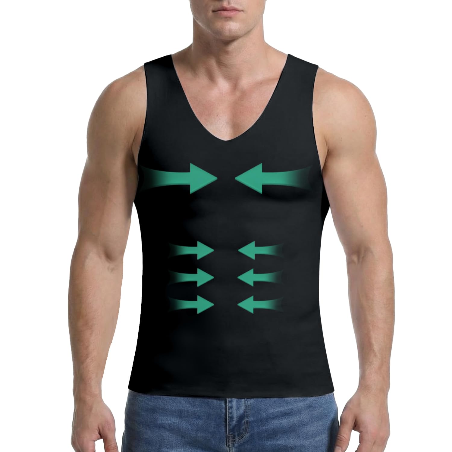 Amelia Pink Mens Seamless Slimming Compression Shirt, Shapewear Vest, Gynecomastia Tummy Control Undershirt, Workout Tank Top