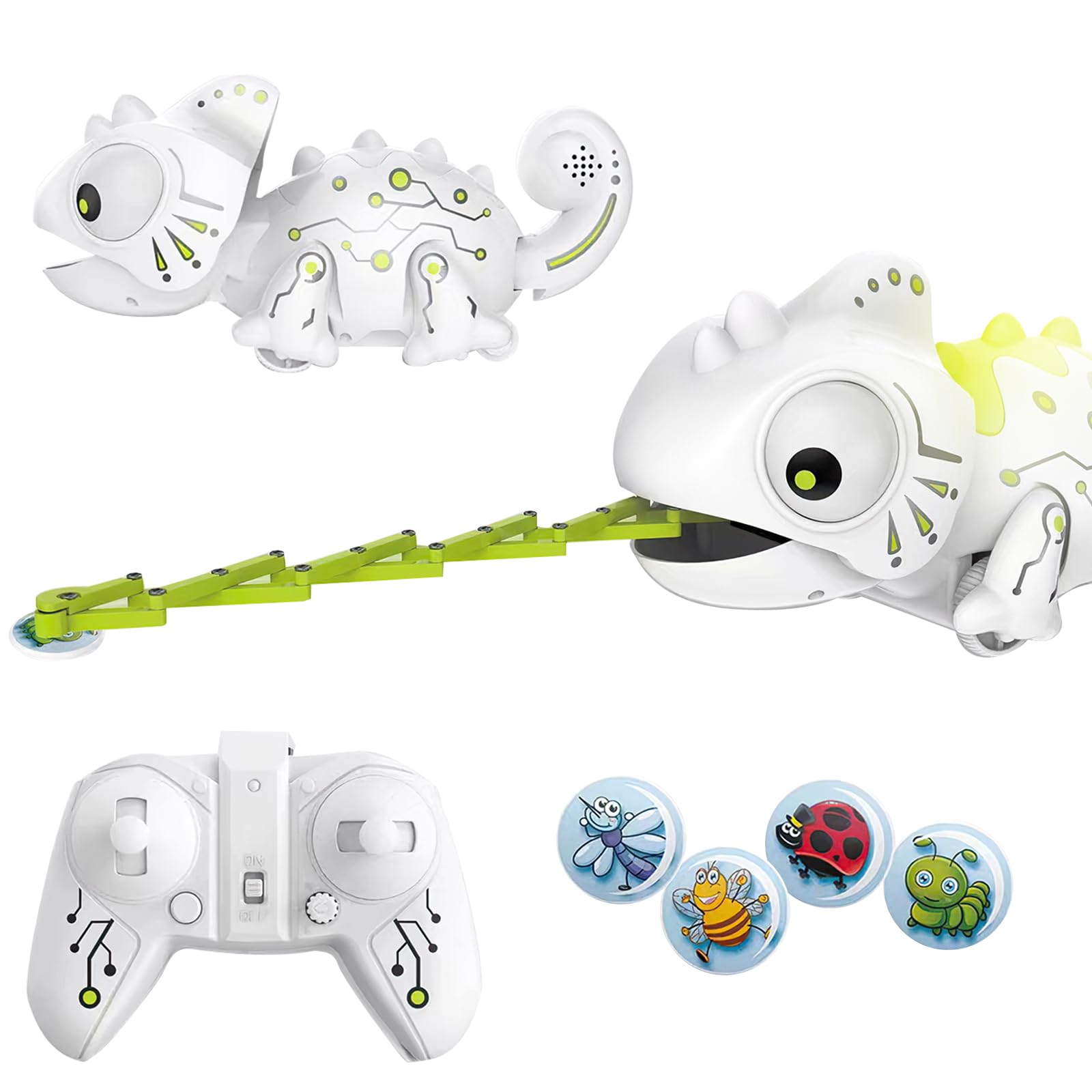 Caméléon Robot Télécommandé - Rampe Au Sol Et Sur Les Murs - Yeux LED Lumineux - Pour Enfants - USB Inclus - 6