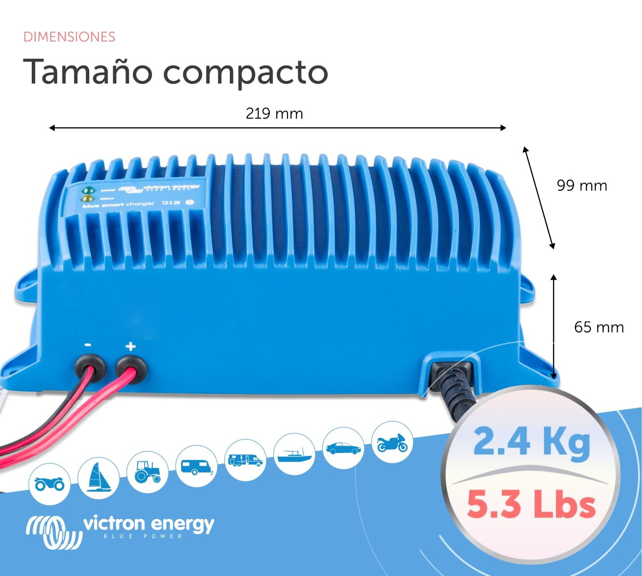 Victron Energy Blue Smart IP67 12-Voltios 25 amperios 230V Cargador de Batería Bluetooth + opción de inmovilizador (CEE 7/7)