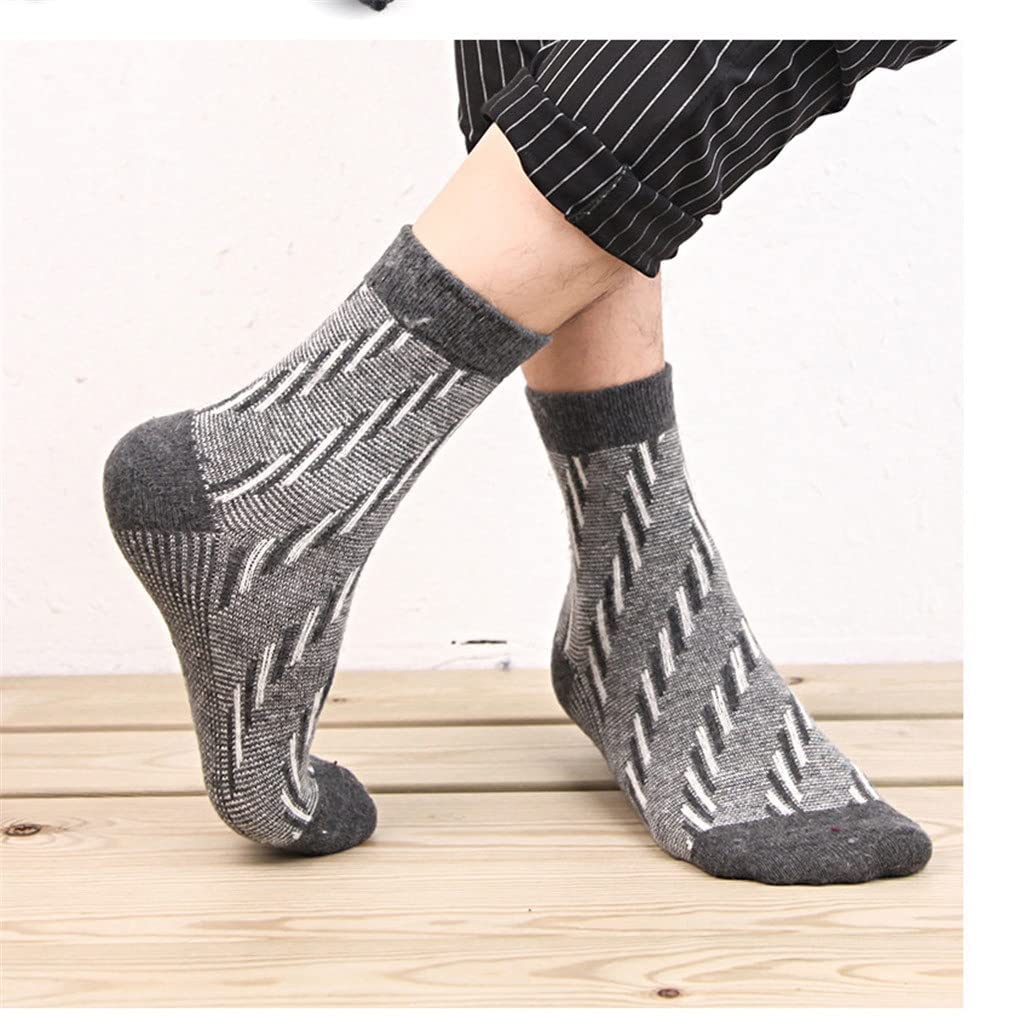 5 Pares/Lote Calcetines de Lana Hombres cálidos Invierno Cashmere Transpirable Casual Masculino de la Mano Regalo de cumpleaños (Color: un tamaño: un tamaño) (Color : A, Size : One Size)
