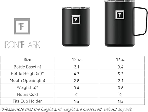 Miniatura 4 de IRON FLASK Vaso aislado de bola baja de 12 onzas con tapa abatible, vaso de viaje portátil para bebidas calientes y frías, a prueba de fugas, doble