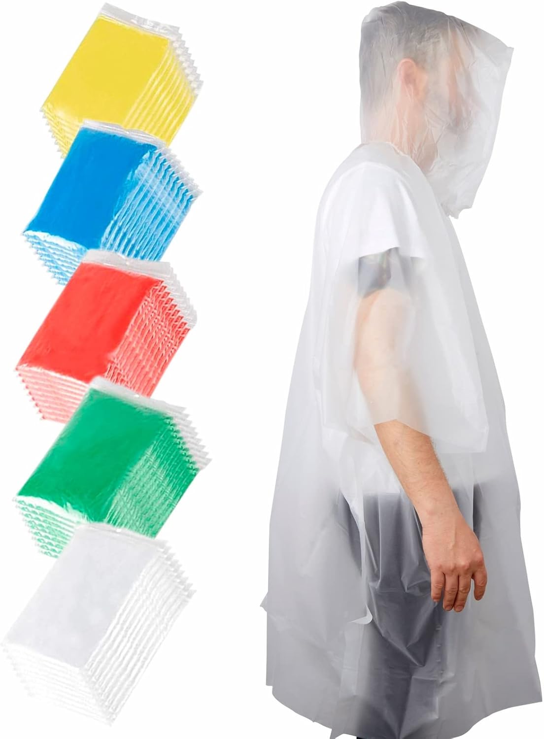 Juvale Disposable Rain Ponchos for Adults, Waterproof Hooded Emergency Ponchos, One Size, Bulk for Travel & Festivals - Image 7