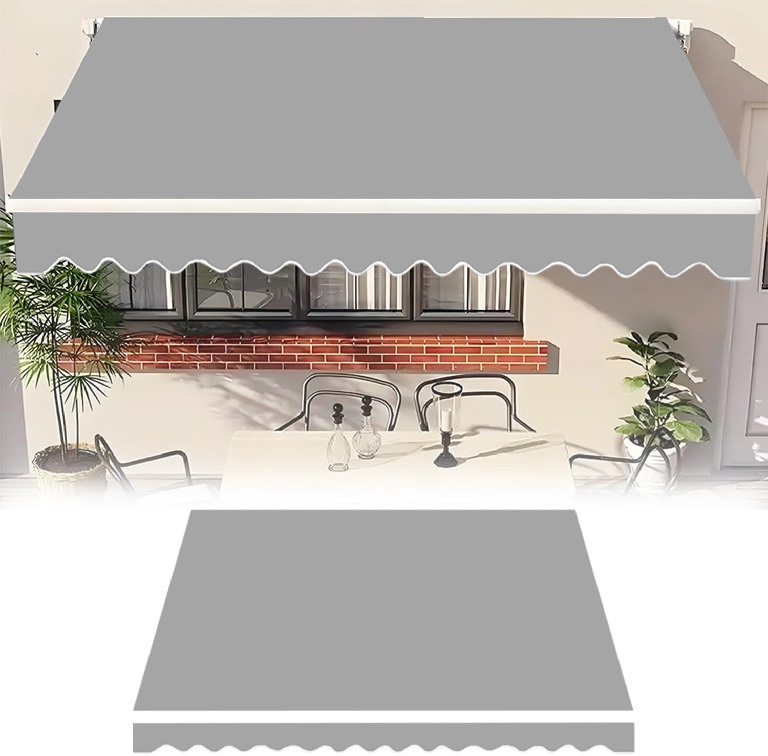 Lona recambio jardín patio terraza balcón lona de repuesto para toldo exterior 3.6x3m