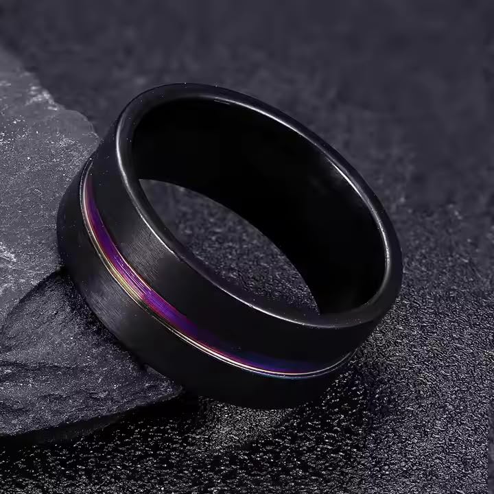Image of Fashion Frill Electric Colourful Line Ring For Women And Men Stainless Steel Ring For Women And Men Gift For Him Her