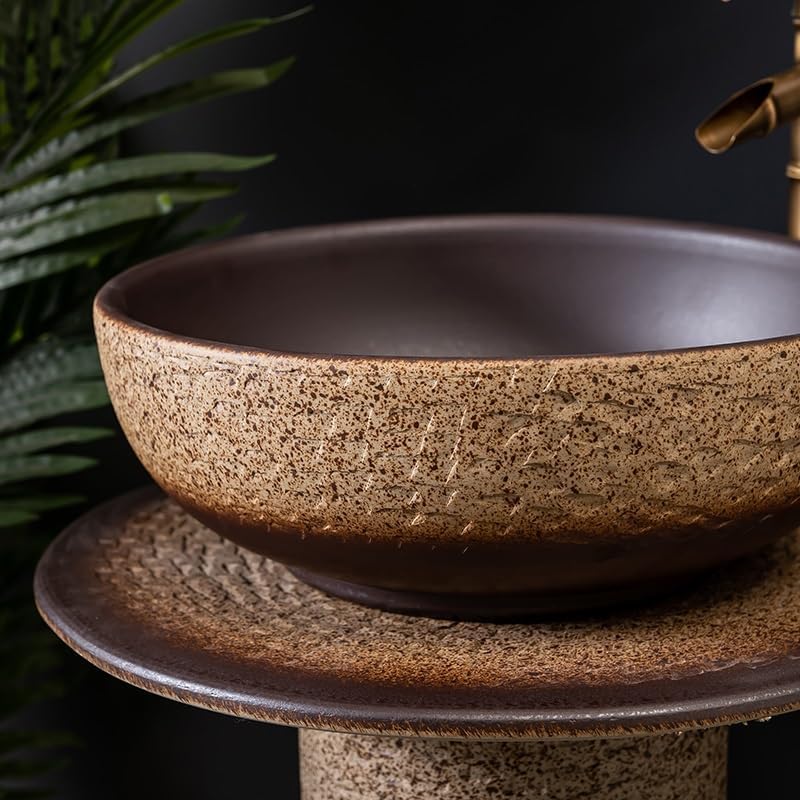 Bathroom Countertop Vessel Sink Household Pedestal Sink Wash Basin Ceramic Floor-standing Pedestal Sink Vanity