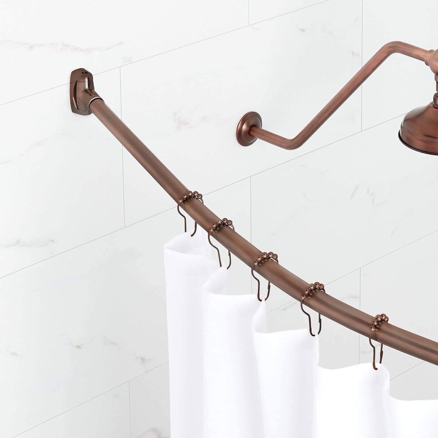 72" Brushed Gold Brass Curved Shower Curtain Rod