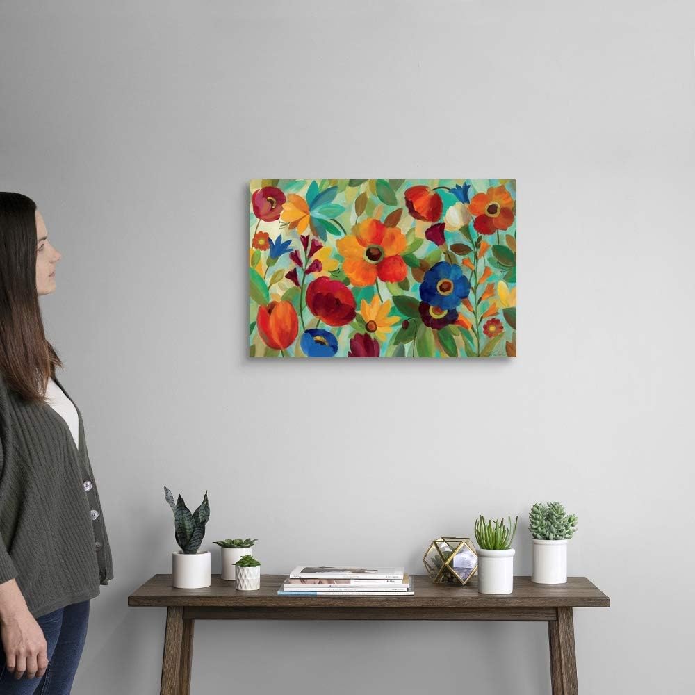 CANVAS ON DEMAND Summer Floral V Canvas Wall Art Print by Silvia Vassileva, Contemporary, Home Decor, Design, Summer Artwork, 24"x16"
