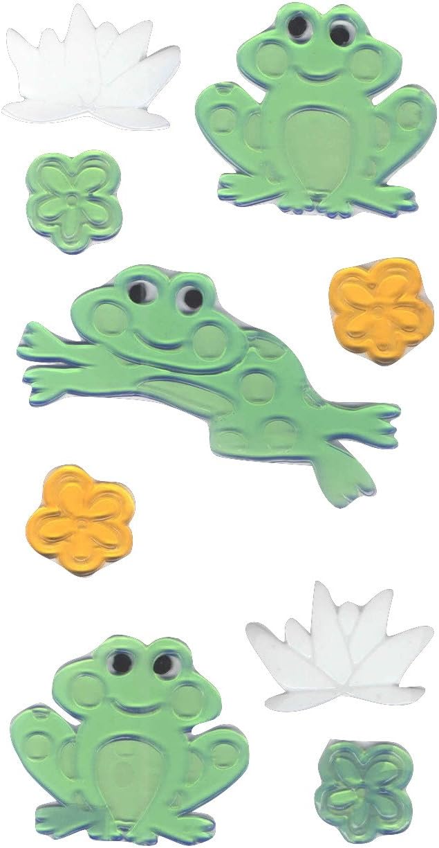 Spring or Summer Reusable Gel Window Clings Frogs, Lily