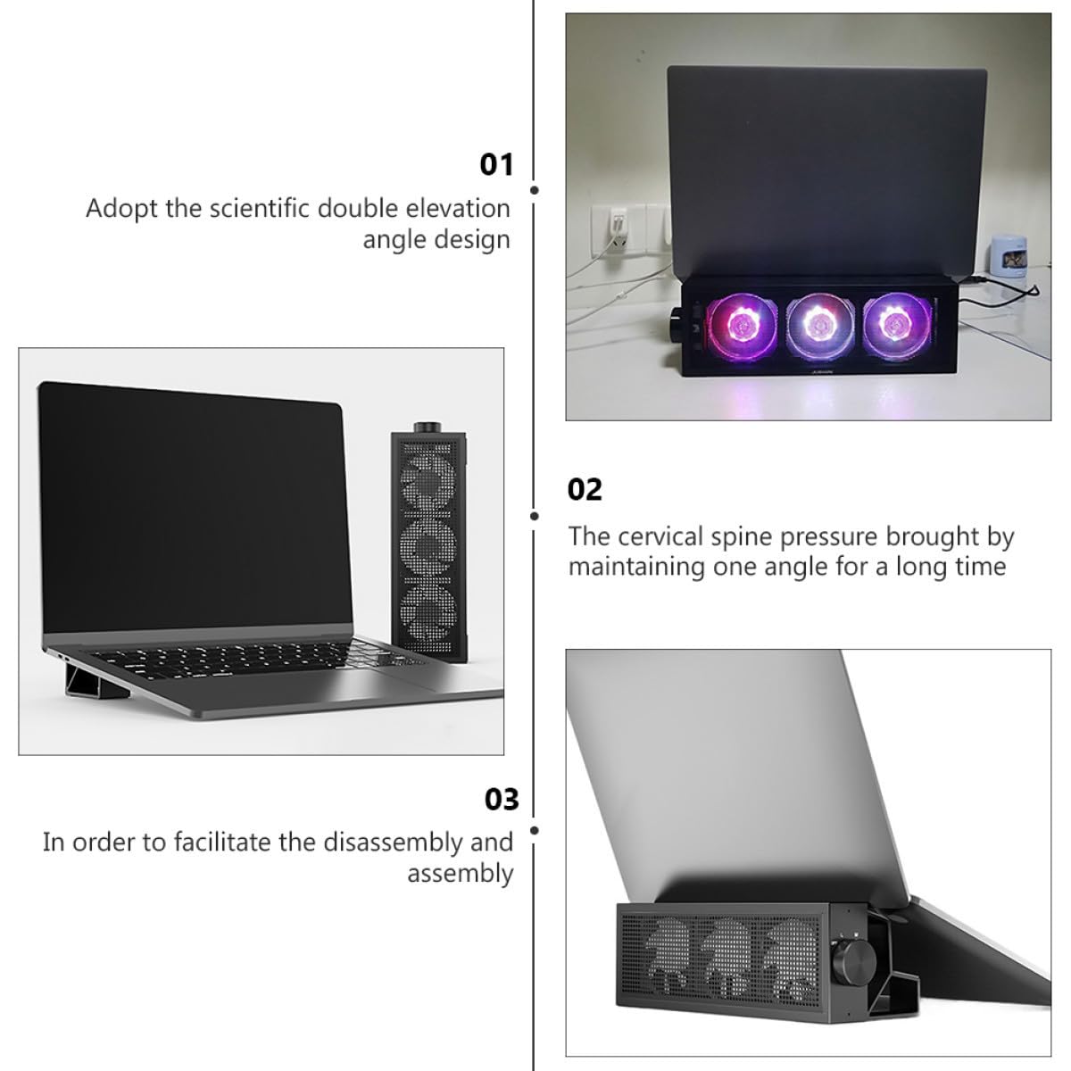Soporte Ajustable para Portátil Base de Enfriamiento de Aleación de Aluminio, Ventilador Portátil Gaming Disipación de Calor para Grabación de Video y Ver Videos