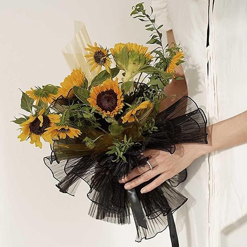 Miniatura 4 de Teensery Paquete de 2 paquetes de 5 yardas de papel de malla para envoltura de flores, ramo floral, hilo de malla, suministros de embalaje de regalo