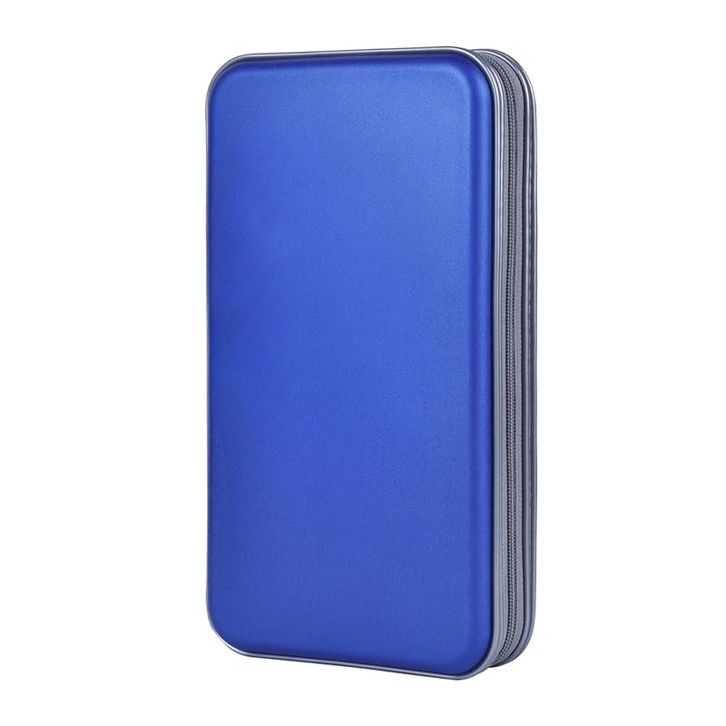 Estojo para CDs e DVDs alavisxf xx com capacidade para 72 discos, plástico rígido, azul