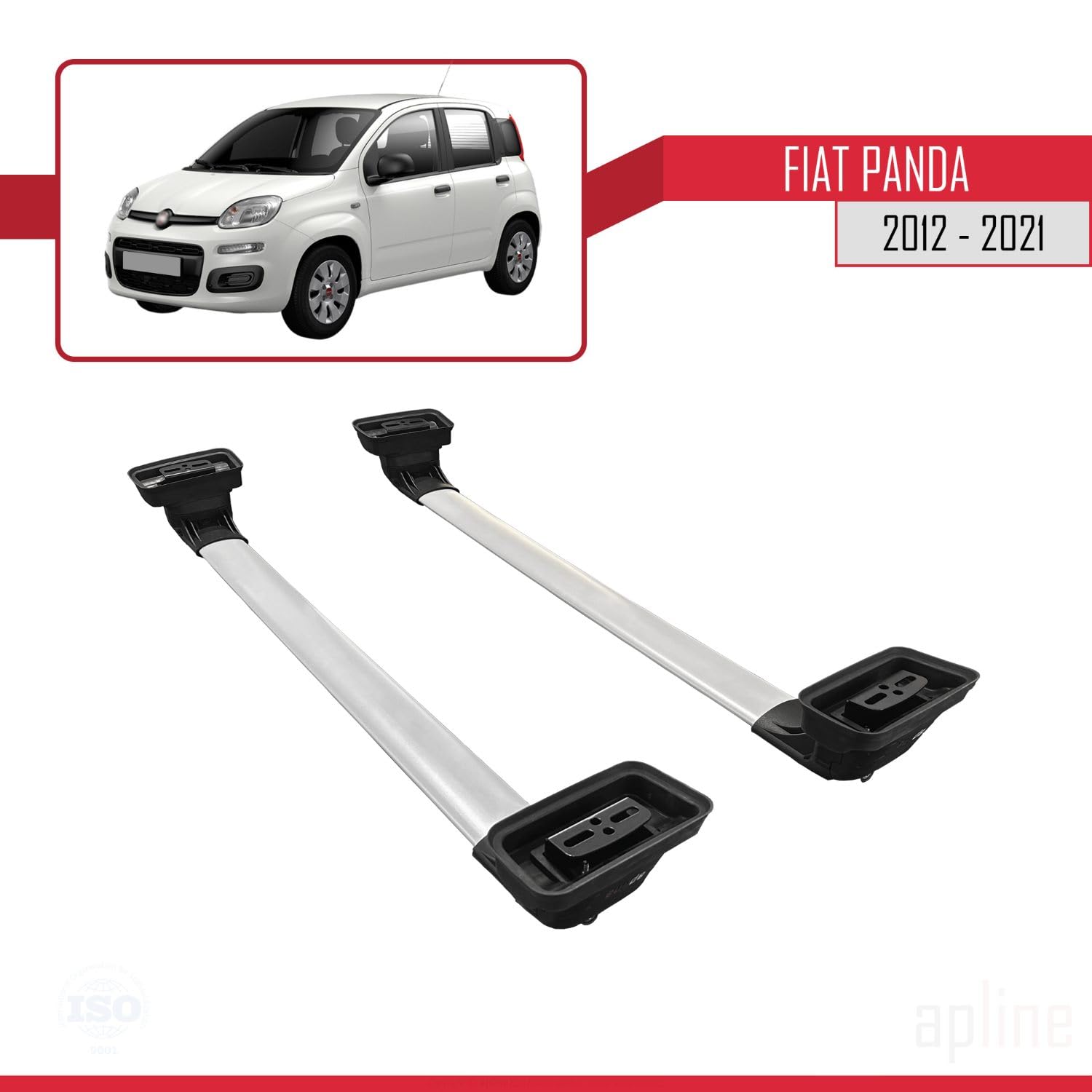 Compatibile con Fiat Panda (319) 2012-2026 Modello ACE-3 Barre Tetto Portapacchi Auto Barre Portatutto Grigio Alluminio 2 Barre