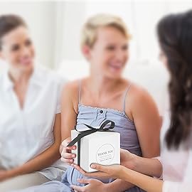 COTOPHER Small Gift Boxes 60 Pack 4x4x4 inches White Gift Boxes with Lids for Gifts, Crafting, Wedding Party Favor, Cupcake Boxes, Candy, Bridesmaids Proposal Box with Ribbons and Stickers (White, 60)