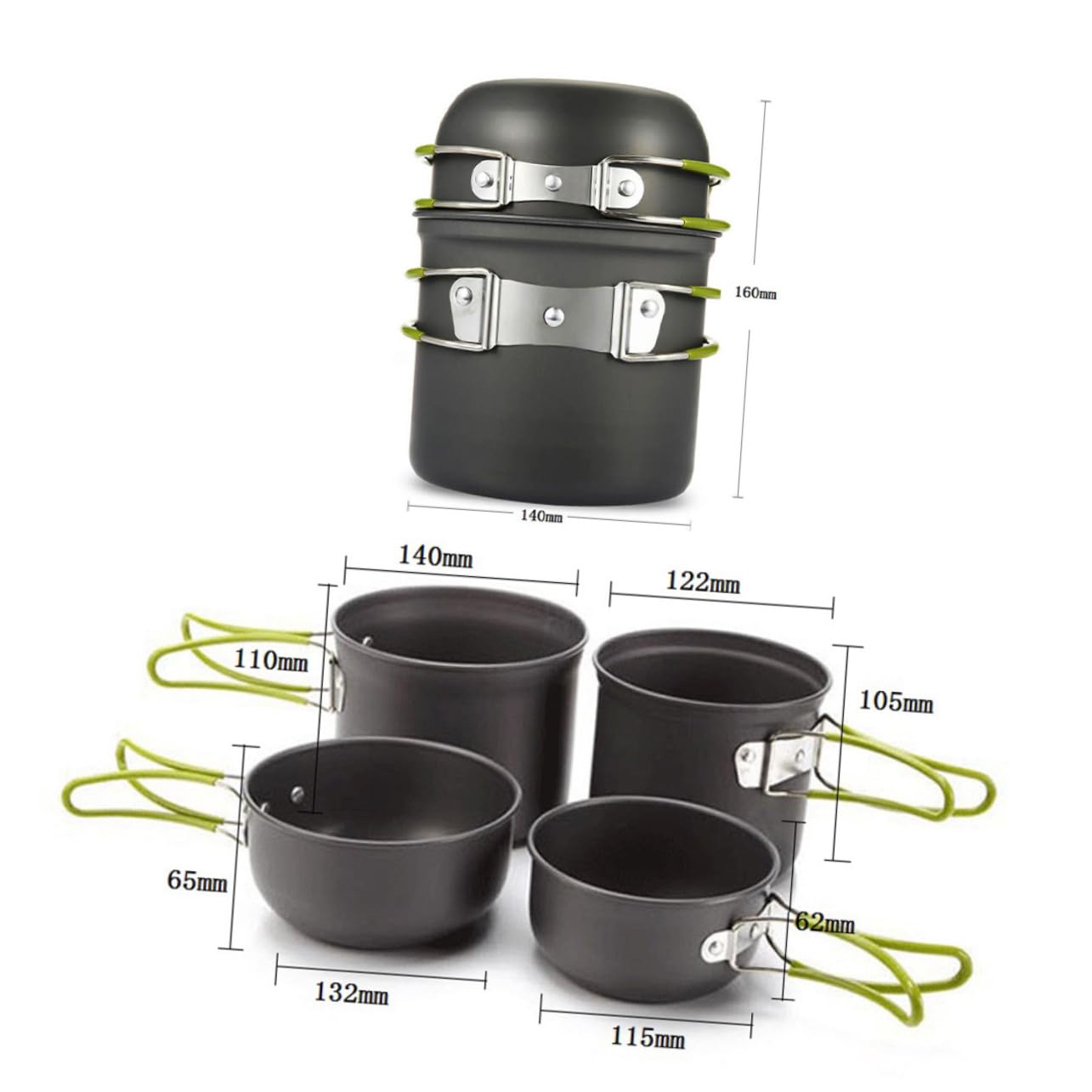 ULTECHNOVO Kochgeschirrset Camping Aus Aluminiumlegierung Outdoor-kochutensilien Tragbar Kochset Mit Pfannenset Leicht Und Einfach Zu Reinigen