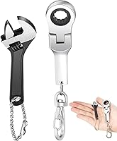 Vista 1 de Chumia Juego de 2 llaves de trinquete de 0.394 pulgadas, llavero y llave inglesa, incluye 72 dientes de acero de 0.394 pulgadas, llavero ajustable