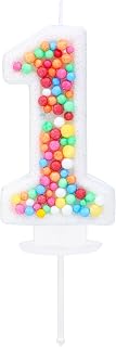 Number 1 Birthday Candle Rainbow 1 Candle for First Birthday Princess Toddler Girl Women Colorful Sweet Theme One Years Old Birthday Wedding Anniversary Party Cake Decoration