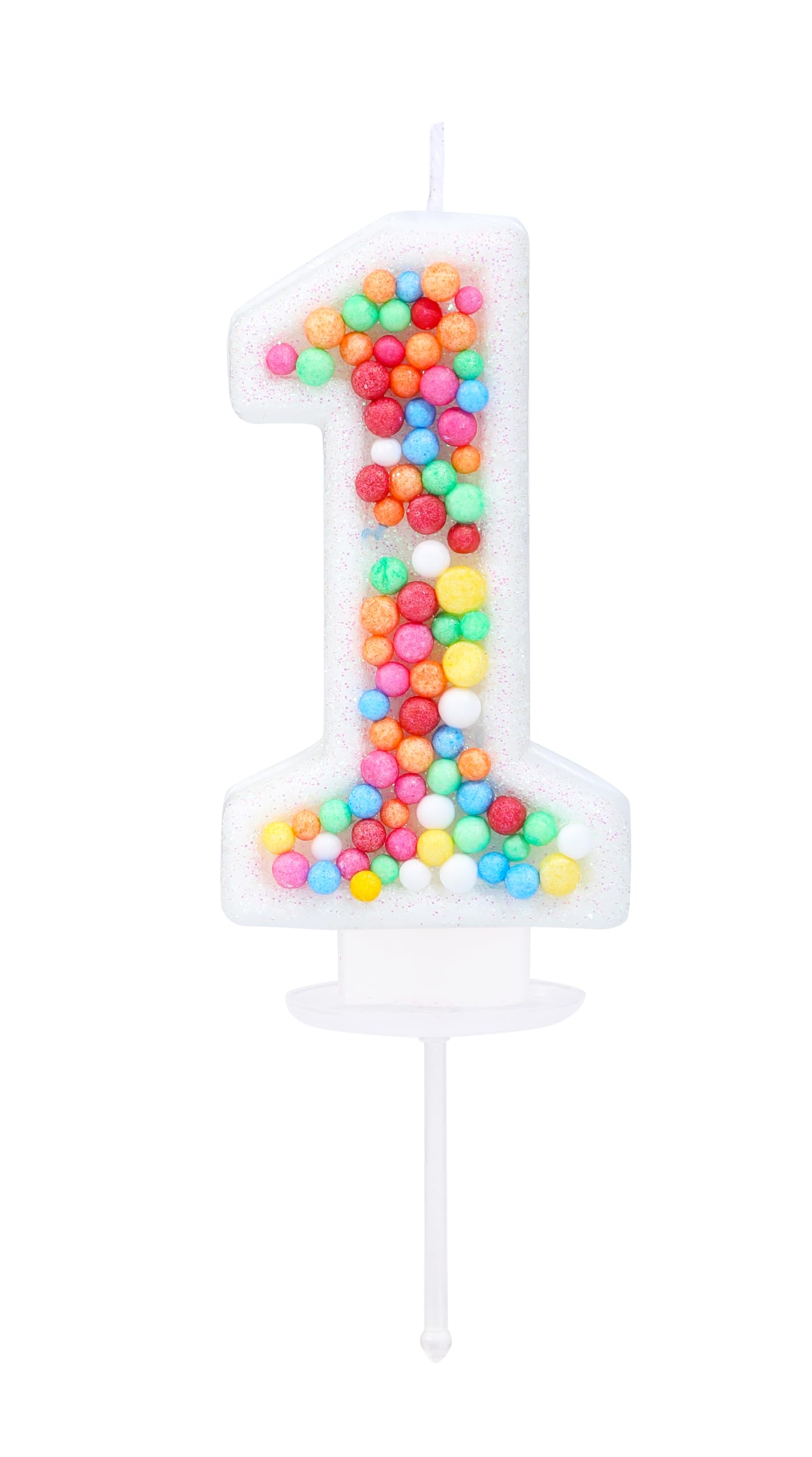 Kinsynko Number 1 Birthday Candle Rainbow 1 Candle for First Birthday Princess Toddler Girl Women Colorful Sweet Theme One Years Old Birthday Wedding Anniversary Party Cake Decoration