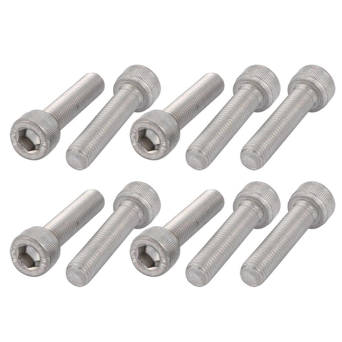 Sourcing Map Silver Tone Sourcingmap M6x25mm 0.75Mm Pitch 304 Stainless Steel Hex Socket Head Cap Screws Bolts 10Pcs