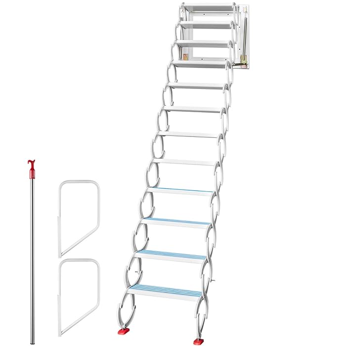 Buy VEVOR Attic Steps Pull Down 12 Steps Attic Stairs Alloy Attic