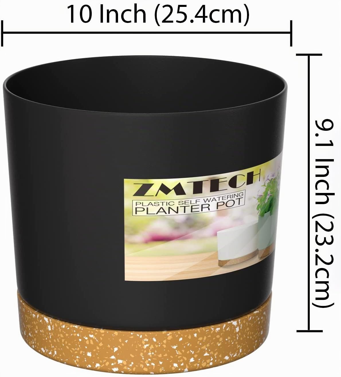ZMTECH Maceta De 25 cm, Maceta De Plástico con Agujeros De Drenaje para Plantas Suculentas, Hierbas, Orquídeas, Menta y Otras Plantas De Jardín (Gris Oscuro, Set De 2)