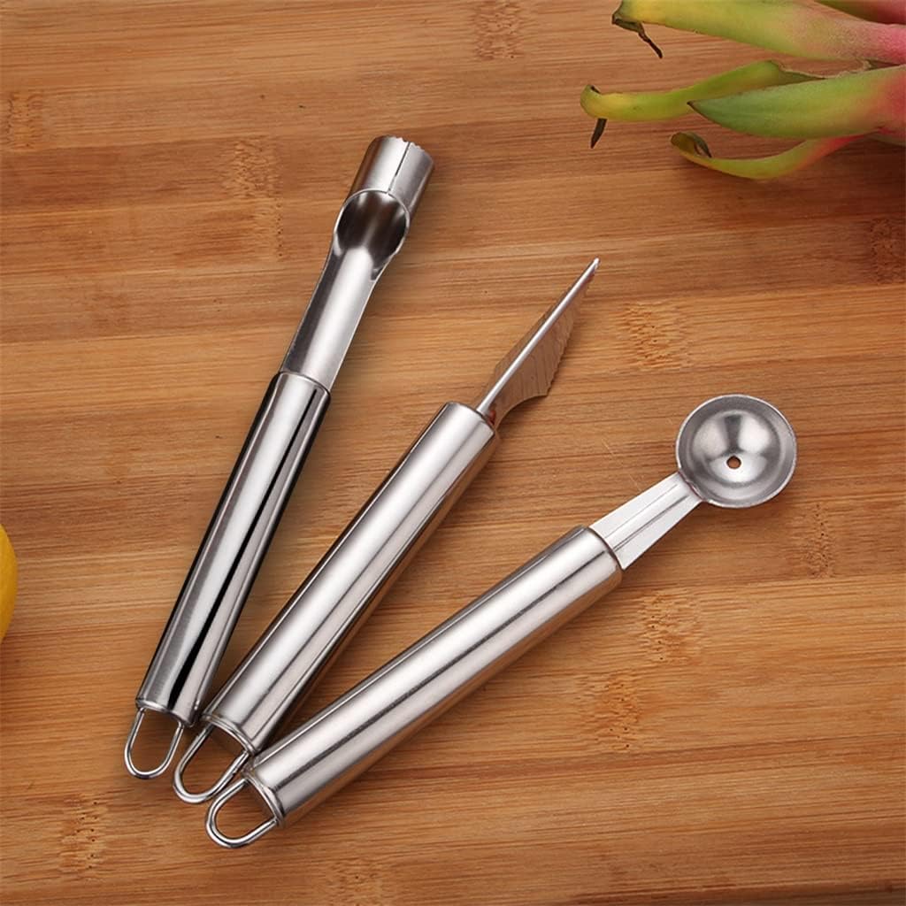3pcs/set Fruit Ball Spoon Carving Tool Corer Watermelon Lemon DIY Hand Antirust Kitchenware Kit