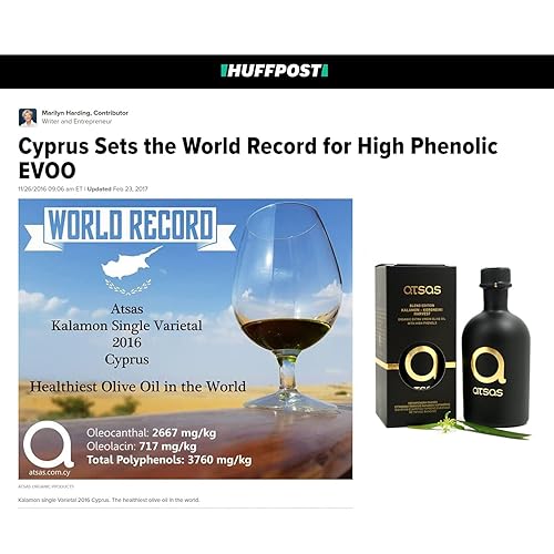 Miniatura 6 de Atsas Aceite de oliva virgen extra orgánico extremadamente alto fenólico  Edición Gold Blend  Sin filtrar rico en fenoles que estimulan la salud