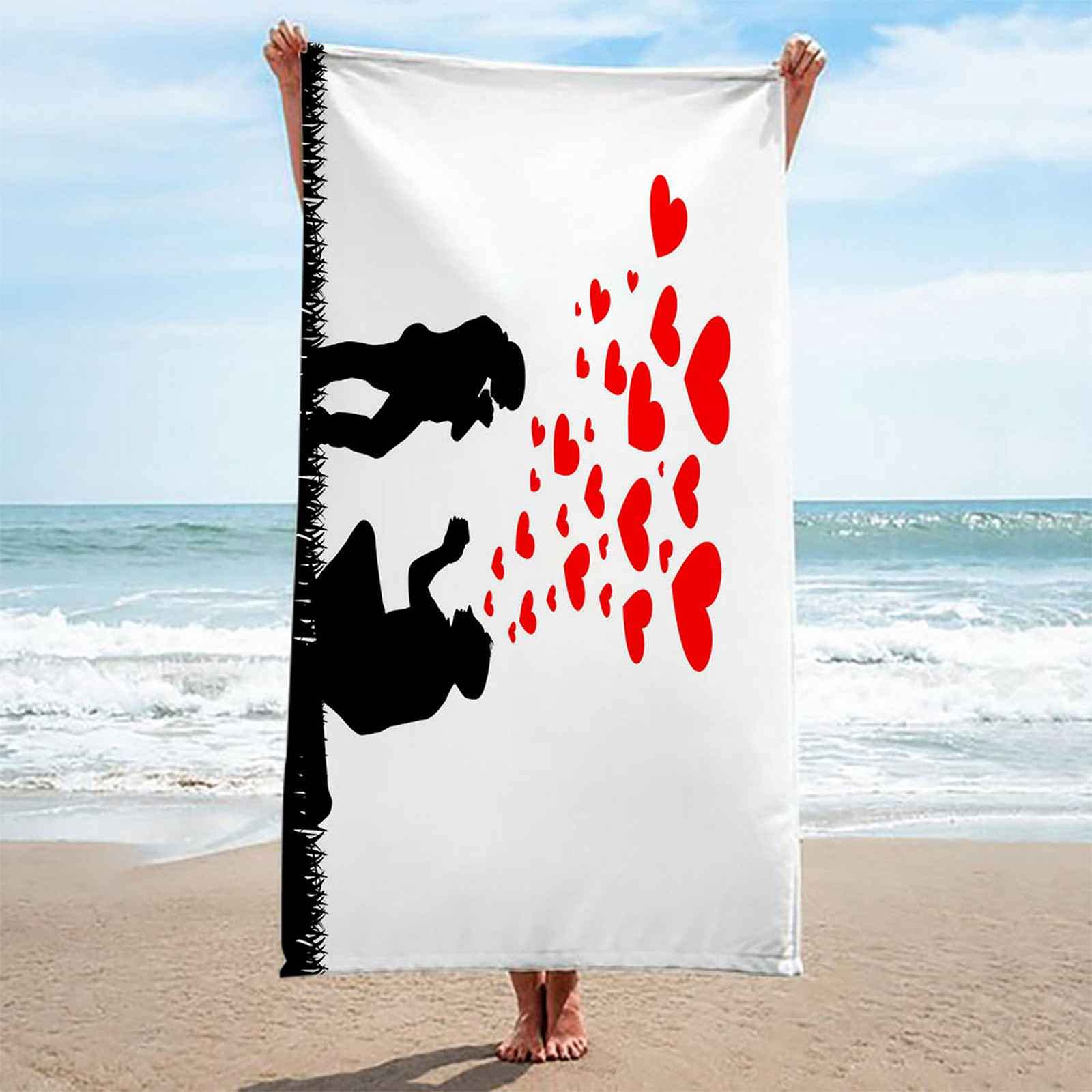 Telo Da Mare 3D Coppia Stampato Asciugamano Da Spiaggia 150x200cm Asciugamano Microfibra Grande Antisabbia Leggero Telo Mare Per Sport Piscina Viaggi In Famiglia Vacanze