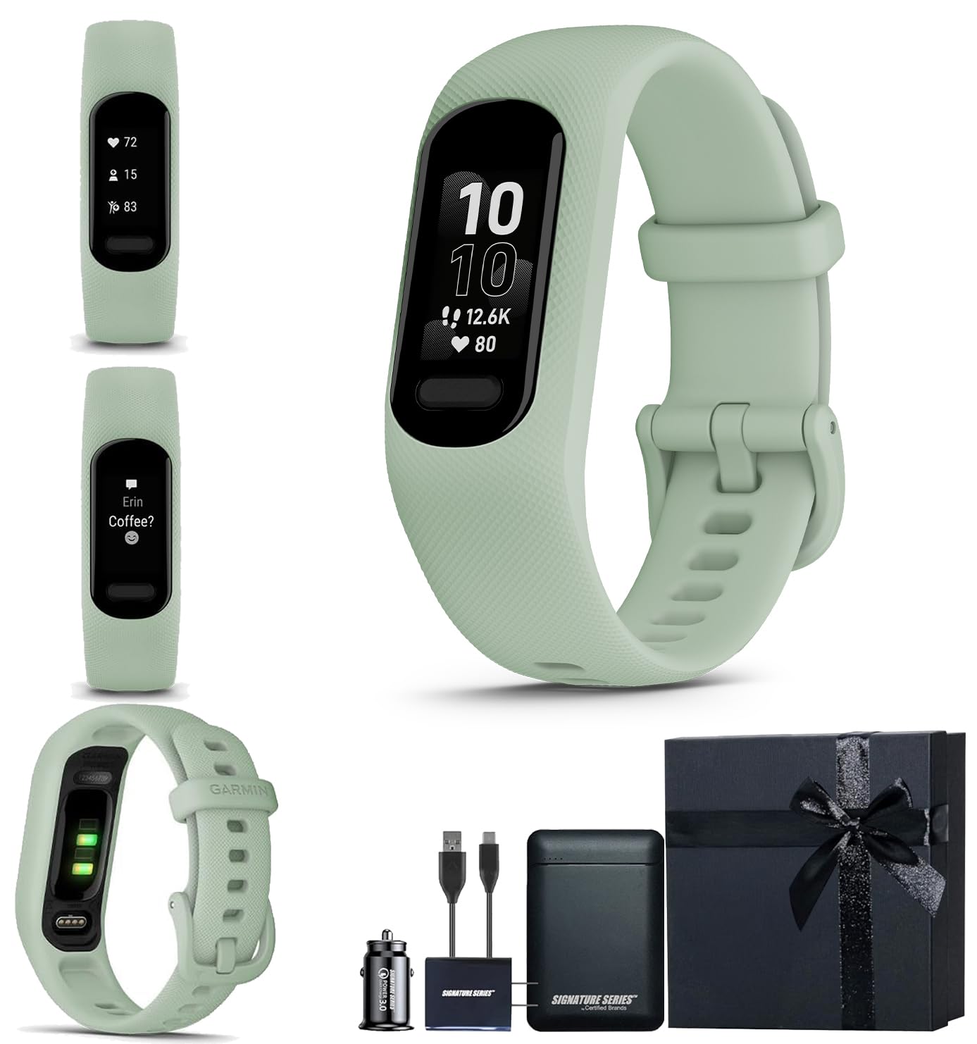 Garmin vivosmart 5 Fitness Tracker | Long-Lasting Battery, Wrist Heart Rate, Sleep Tracking, Smart Notifications, Compatible with Phone GPS | Mint, Small/Medium, Signature Series Gift Bundle-image-3