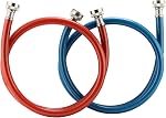 Laveuse en acier inoxydable avec 90 Degré Elbow, emballé dans PVC et les lignes d'alimentation d'eau chaude et froide Burst Proof pour lave-linge, 5Ft