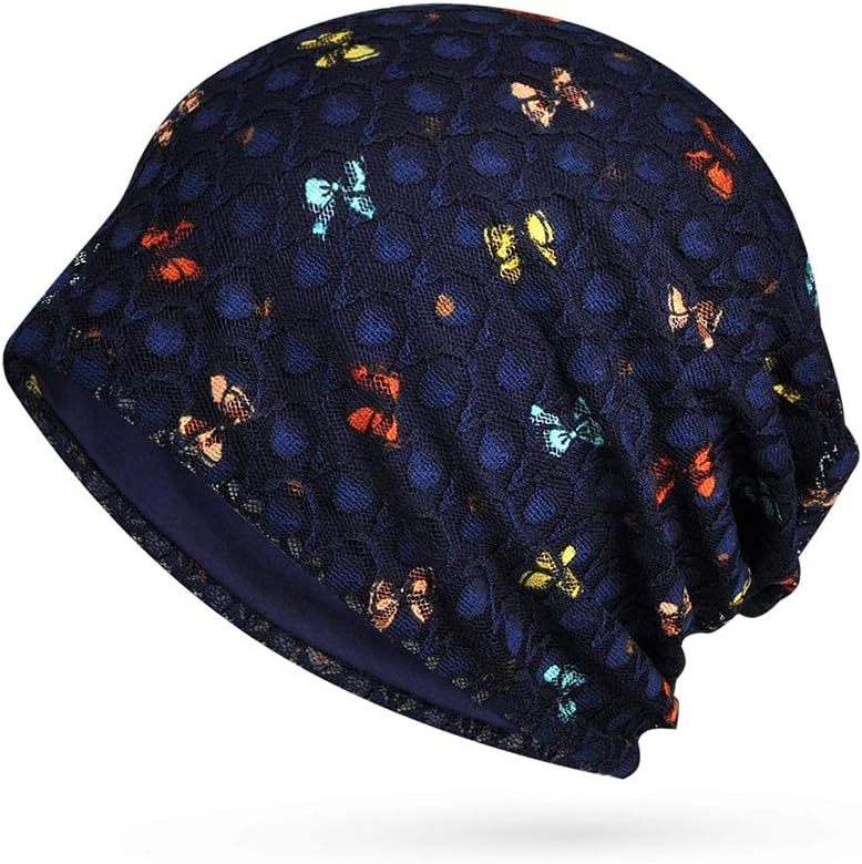 AesyChemo Headwear for Women, Womens Beanie Hat with Floral Lace, Chemo Caps Chemo Headwear Headwrap, Chemotherapy Gift Slouchy Hat, Soft, Breathable Chemo Turban for Cancer