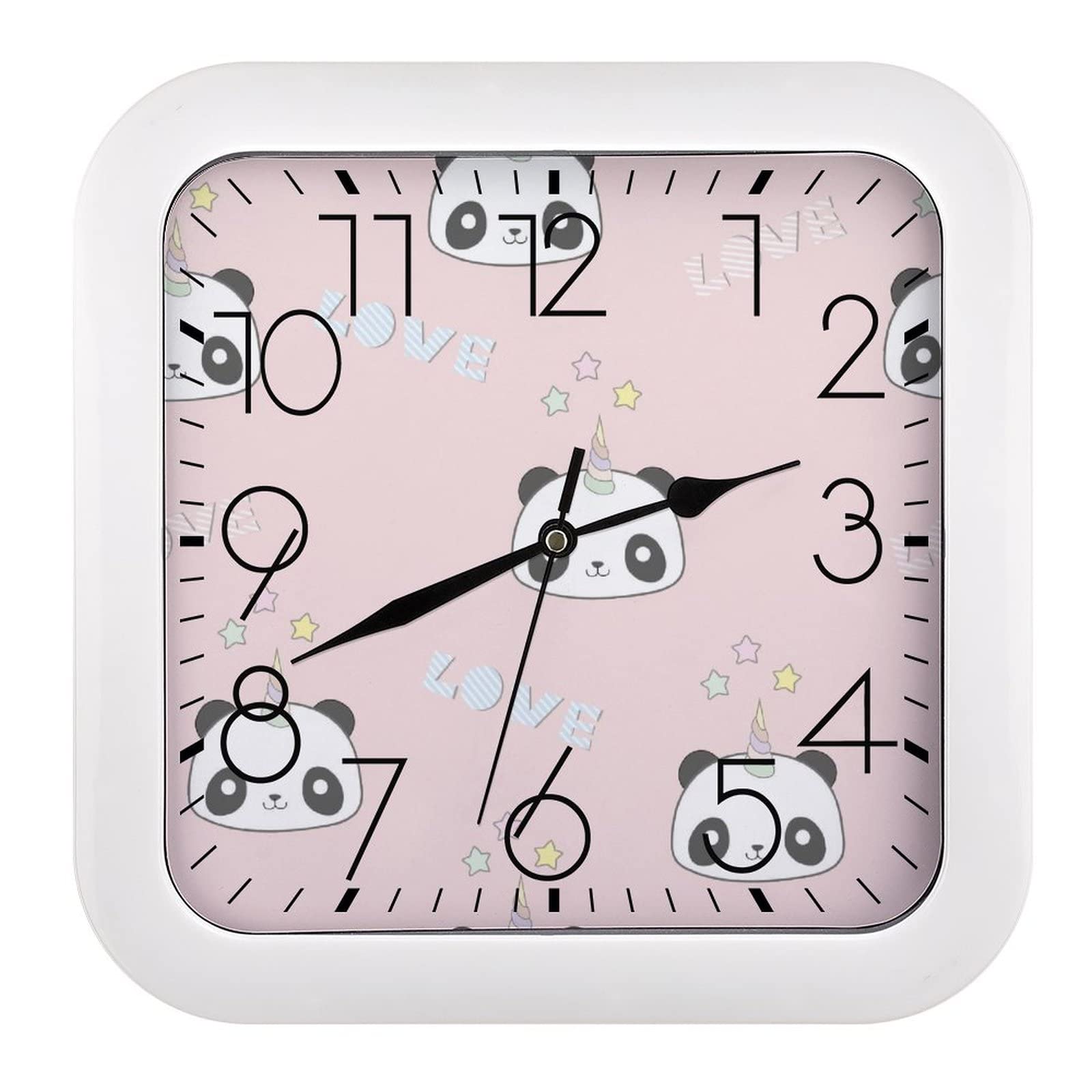 Horloge murale carrée lisible à grands chiffres 26x26cm licorne
