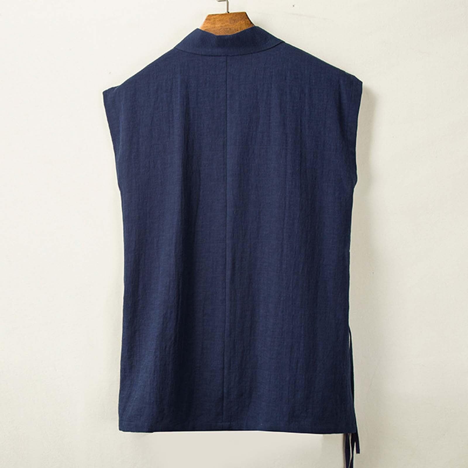 Giubbotto Tradizionale Uomo Senza Maniche Giapponese Kimono Giacca Per Allacciare Cotone Lino Abbigliamento Cinese Hanfu Tang Tuta Anteriore Aperto Yukata Comodo Traspirante