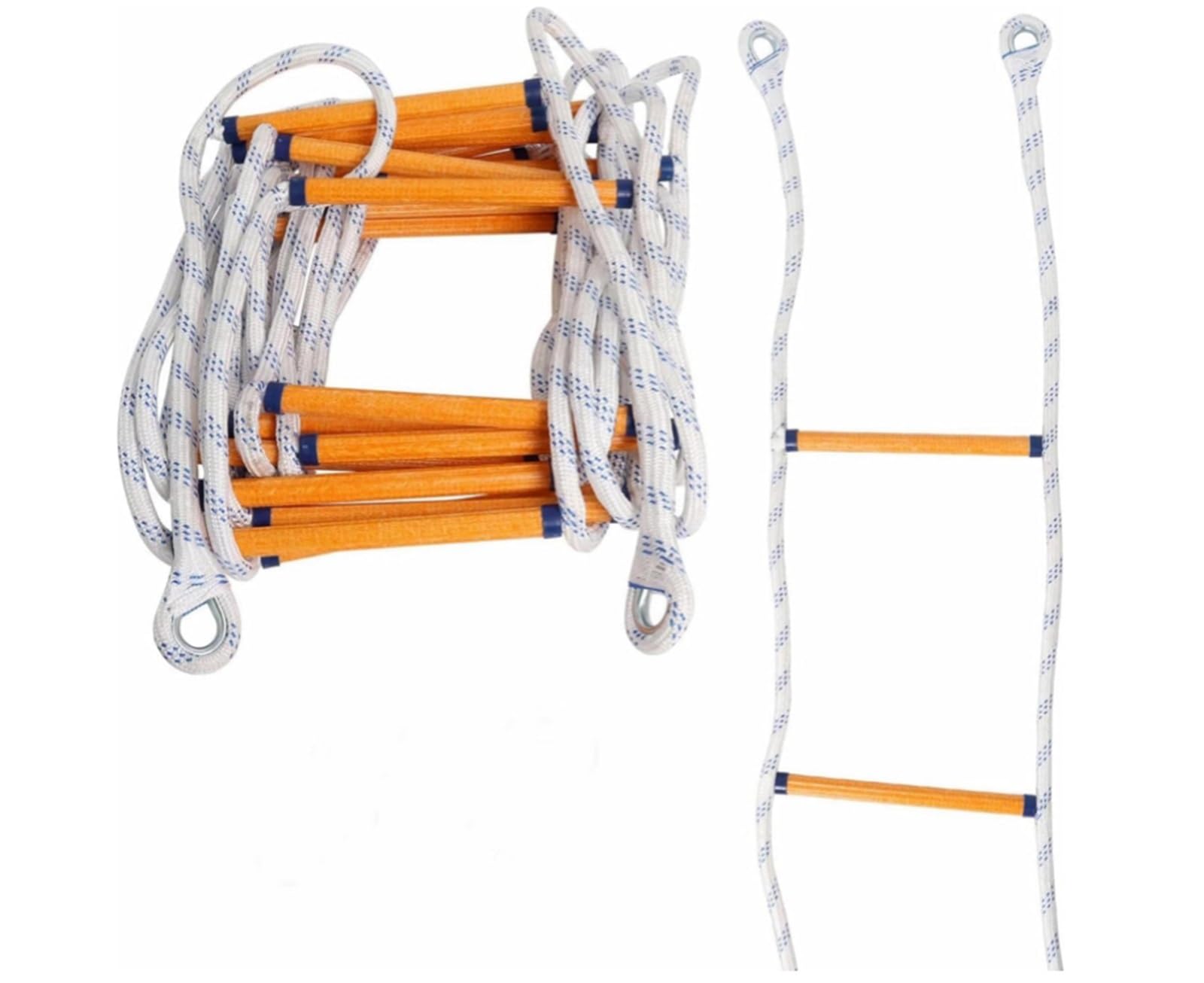 Rope Ladder with Carabiner 10ft Nylon Fire Escape Non-slip(98FT/30M)