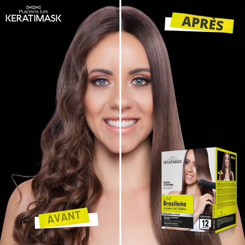 Be Natural, Kit de lissage brésilien Keratimask, résultat professionnel longue durée. Lot de 3 kits. 3 unités 380 g