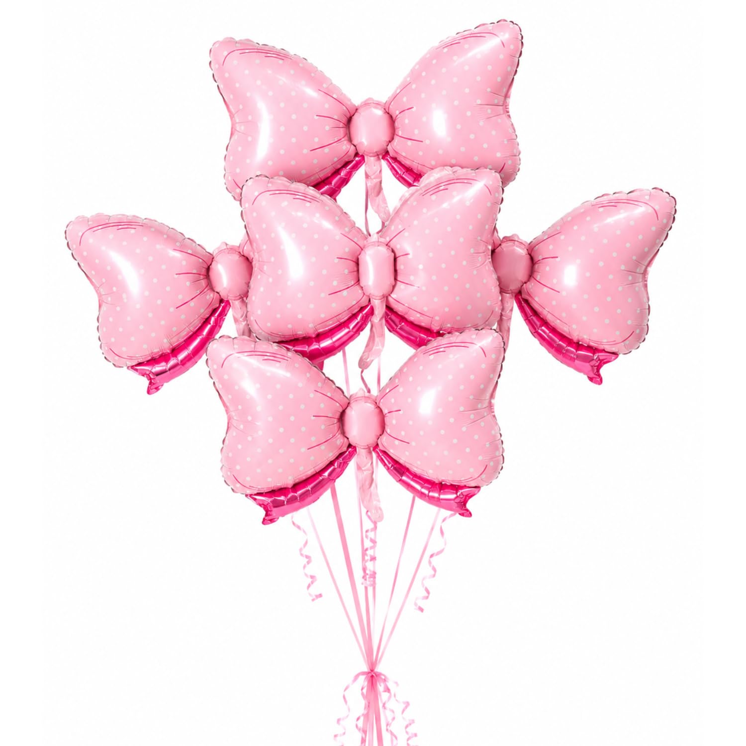 Party Decorz Pink Bow Foil Balloons 9.5"X15", Pack of 5 | Baby Girl Birthday, Self Sealing, Air or Helium Fill, Reusable, Baby Shower-image-41
