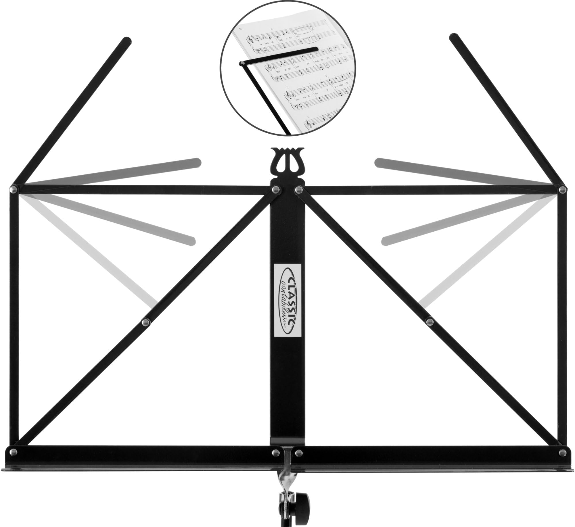 Classic Cantabile Notenständer Medium 10x Set - mittelschwere Ausführung - robuste Klemmschrauben - mit Haltebügel an der Auflageflächen - rutschfeste Gummifüße - Aufstellhöhe: 65-130 cm - Schwarz