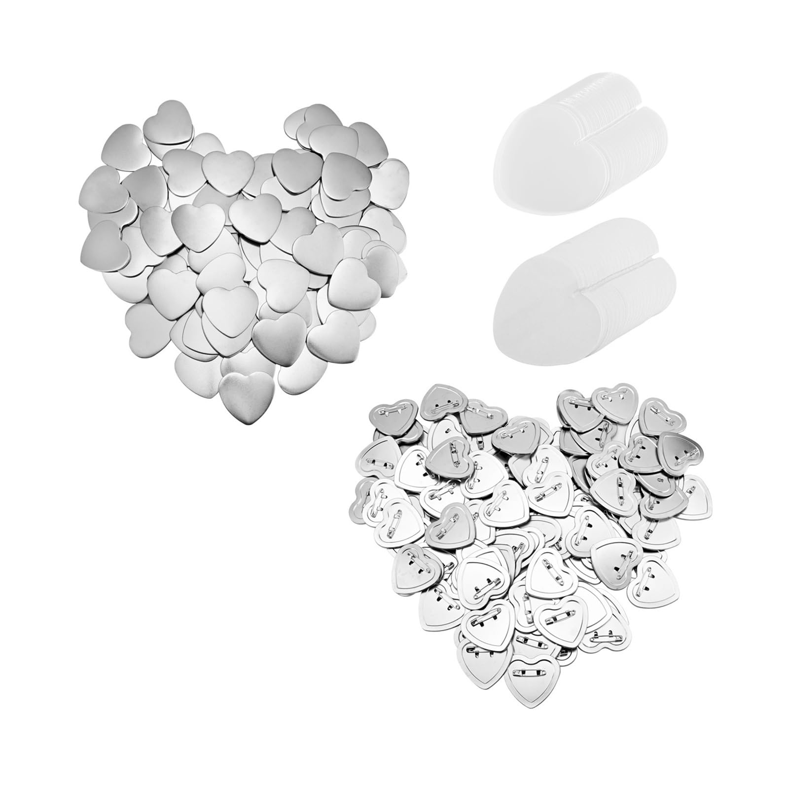 Zestaw do robienia odznak, 100 szt. Pusta odznaka Button Maker Parts, plastikowa/metalowa podstawa DIY zestaw odznak, 58MM części guzików Pin Press Machine Supplies