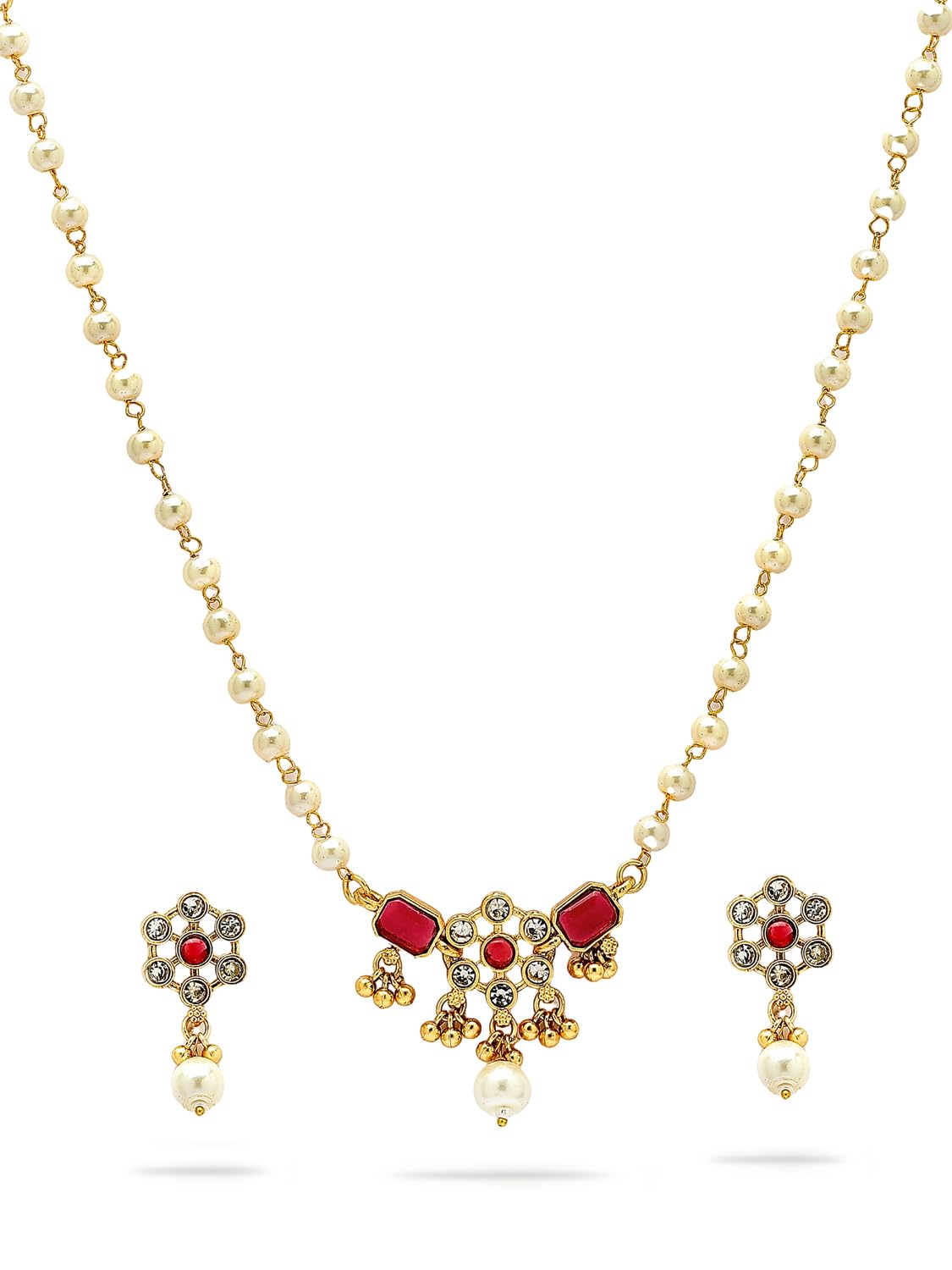 shining diva fashion Latest Stylish Design Fancy Traditional Ruby Necklace Jewellery Set for Women (17185s)-picture-20