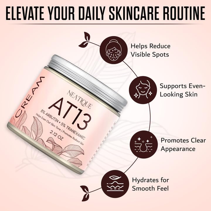 Arbutin 8% + Tranexamic Acid 5% Cream, 80,000ppm Arbutin, 50,000ppm TXA, AT13 Complex Facial Cream for Niacinamide, Glutathione, Dark Spots, Freckle, Blemishes, Pigmentation, 60ml, 2 fl.oz. - Image 3