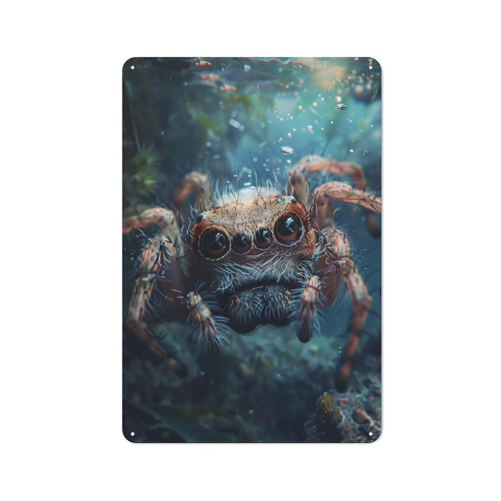 Junmoney Spider Sea 30X20cm Retro Tin Sign With For Living Room Or Hallway, A Decorative Metal Sign For Living Rooms And Hallways