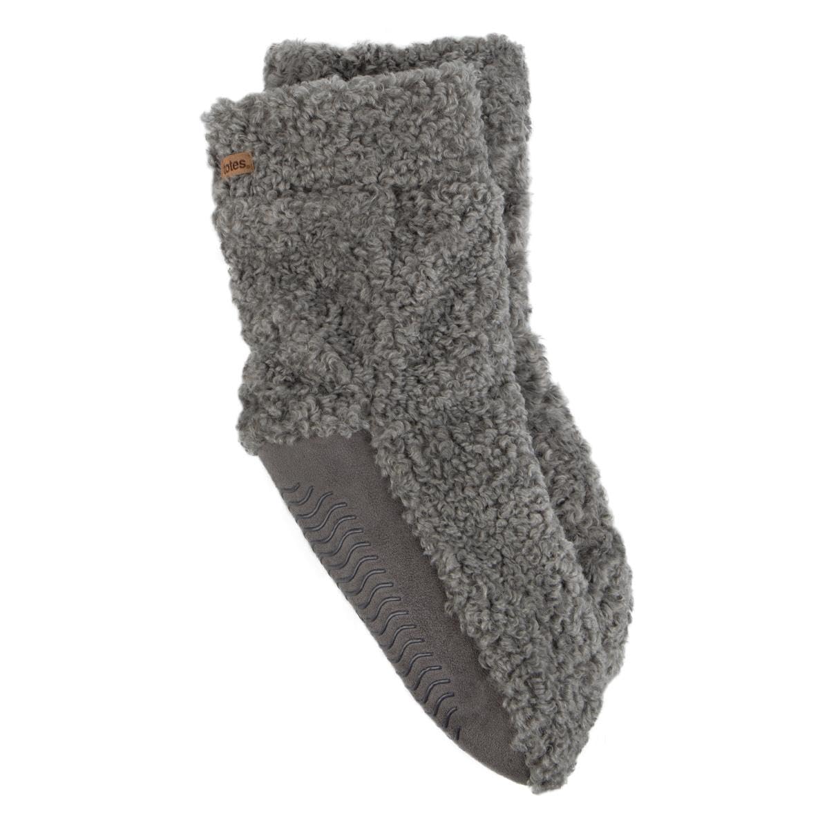 Totes Women's Charcoal Toasties Faux Fur Bootie Slipper Socks
