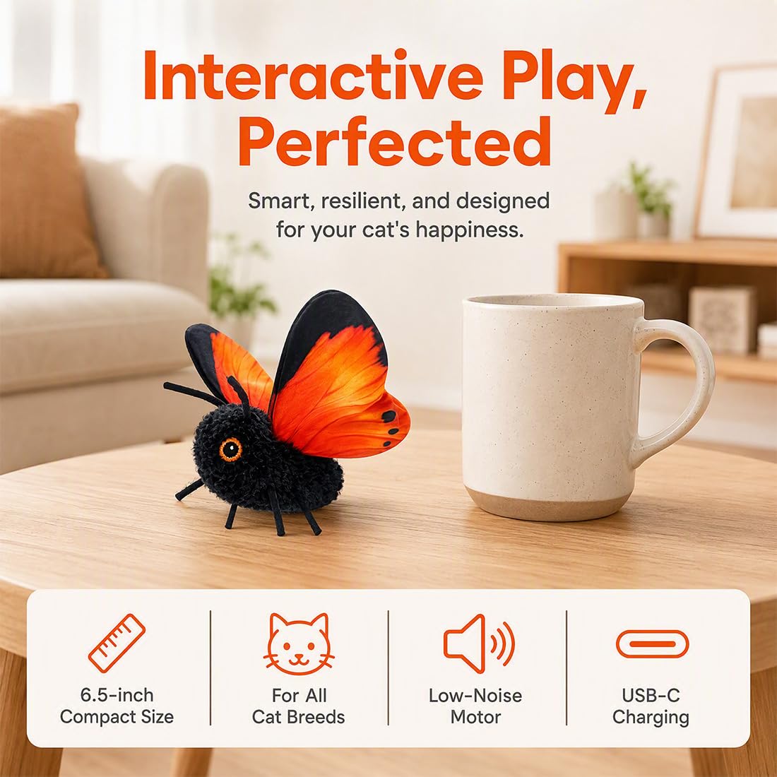 Juguete Interactivo de Mariposa para Gatos con Alas Batientes Realistas, Insecto Móvil para Gatos de Interior, Juego Automático para Ejercicio e Instinto de Caza (Blue,2PCS)