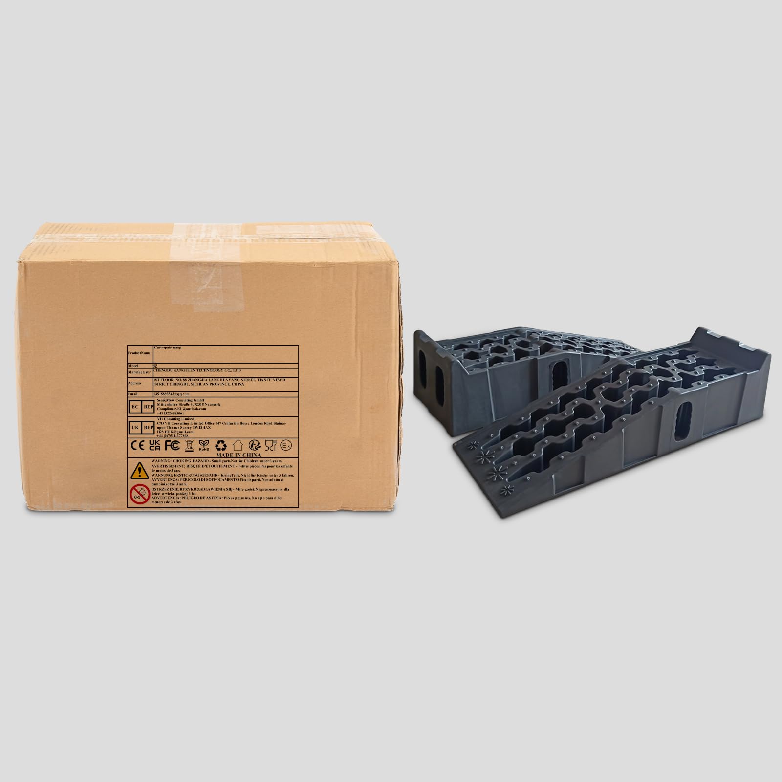 Rampa de Acceso para Coche, 1 Par, 2 Unidades, Plástico Negro, 90,8 x 30,8 x 22 cm