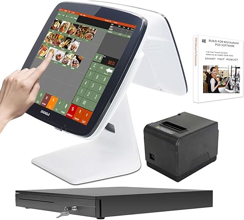 ZHONGJI Restaurantes y Bar Smart Touch POS System con impresora POS Software Cajas registradoras SET02
