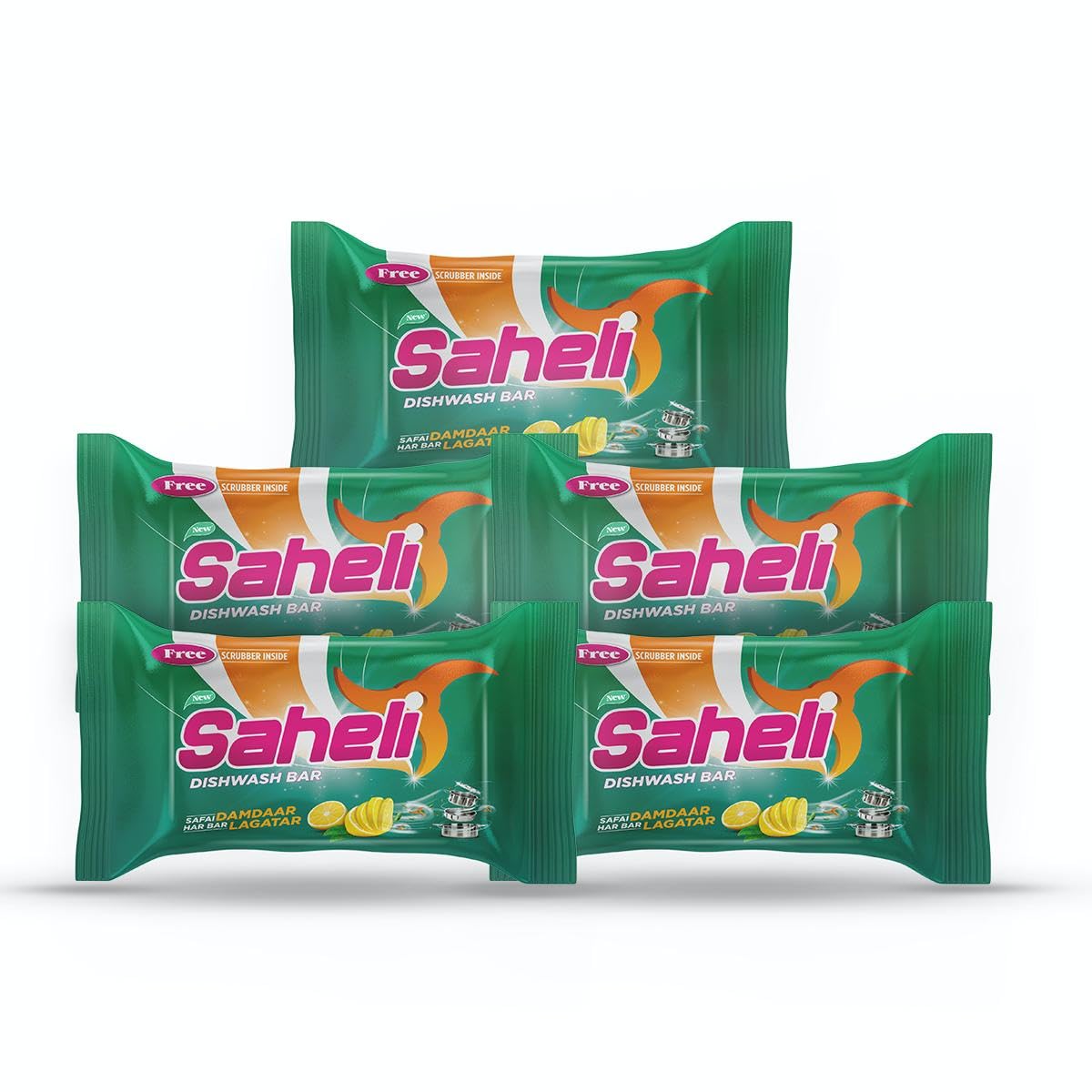 Saheli Dishwash Bar | Remove Tough Grime, Kills Bacteria & Sanitizes The Utensils | 2kg (100g x 4Pcs) Pack of 5 (B0DDGSX93B) Amazon Price History, Amazon Price Tracker